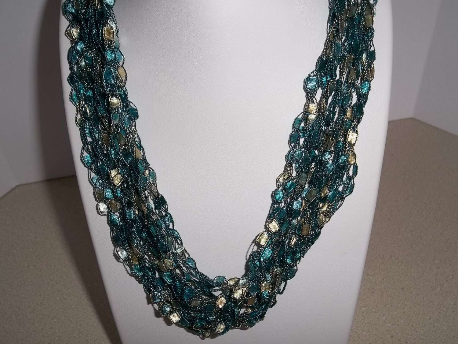 Crochet Ladder Lace Necklace Trellis Ribbon Lace Fiber Yarn