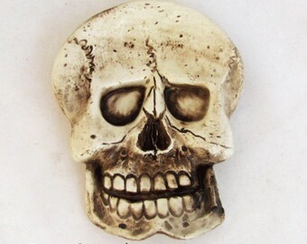 Aged Human Skeleton Skull Ceramic Tea Bag Holder Spoon Rest Desk Accessory Pirate Skull Ware