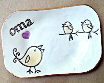 OMA Trinket Dish 2 birdies Mothers day