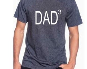 DAD Cubed Shirt Father of 3 GRAY grey shirt dad shirt new dad shirt ...