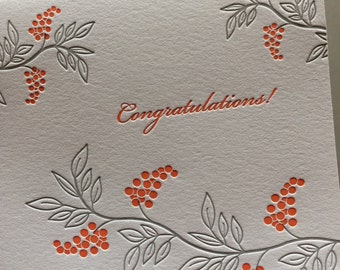Congratulations Berries letterpress card