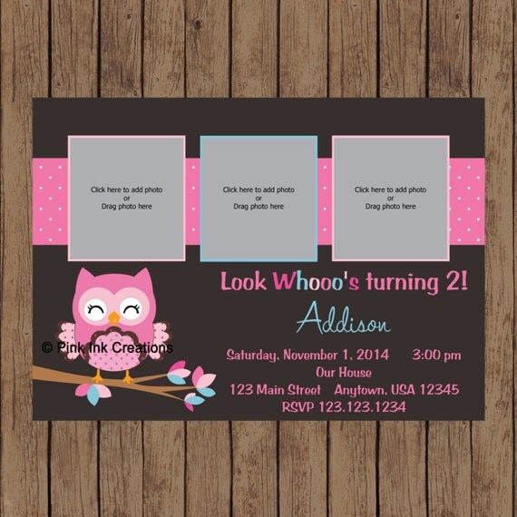 Look Whoo Owl Birthday Invitation / Owl Birthday / Owl Baby Shower Invitation / Choose Your Owl and Color / PRINTABLE / U Print Il_570xn