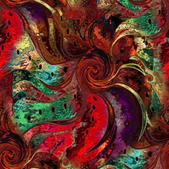 Artist Made Gorgeous Cotton Quilting Weight Fabric Fiber Art Unique Twists Circles