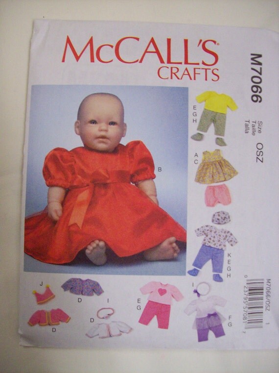 Bitty Baby Doll Clothes Pattern McCalls7066 or MP400 by