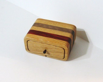 Treasure Box With Secret Drawer Made Of Four Woods