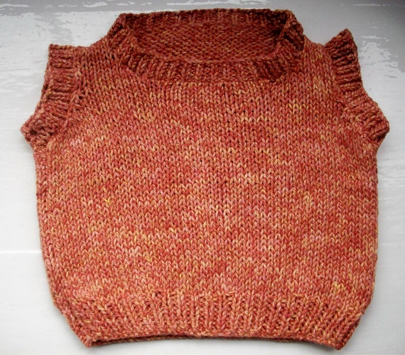Vegan vest top, toddler tank top, preschooler, slipover, Rowan cotton yarn knitted by SpinningStreak