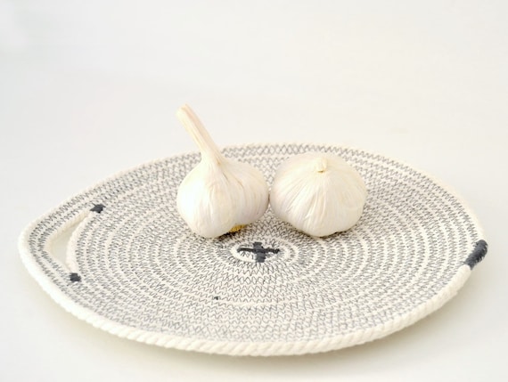 Cotton rope coaster, Rope trivet, table mat, pot holder, coil rope coaster, Modern accessory, Desk organiser, Kitchen coaster, Grey decor