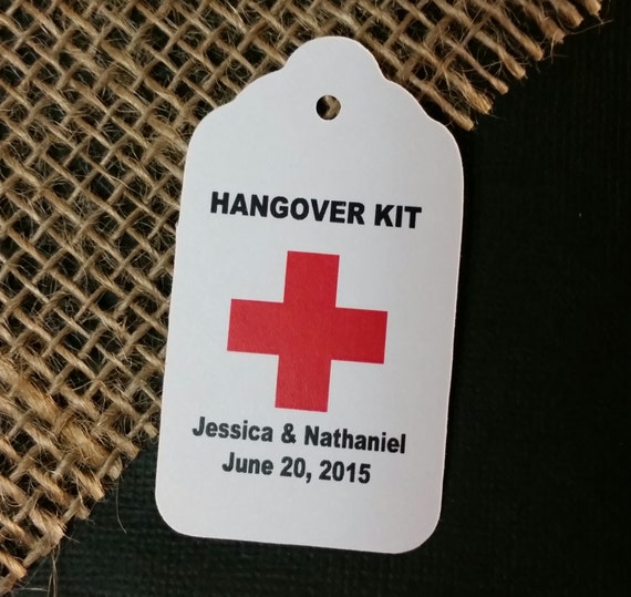 hangover kit tag personalized wedding favor tag choose your