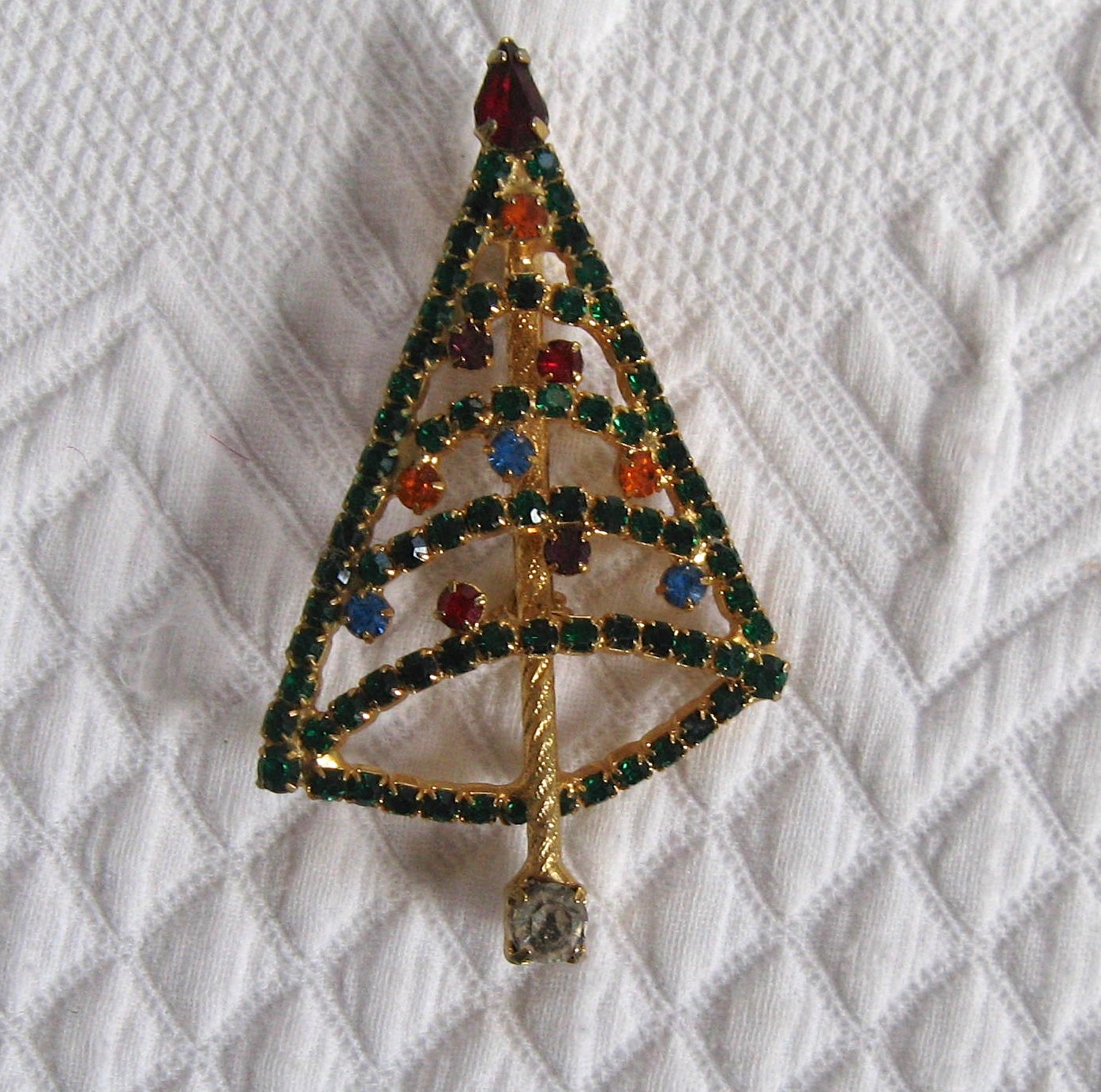 Rhinestone Christmas Tree Brooch RESERVED