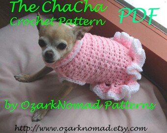 Immediate Download - PDF Crochet Pattern - Cha-Cha Dog Sweater Dress