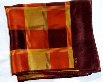 Vintage ECHO PLAID SILK Scarf Foulard Oblong Rectangle 16 x 35