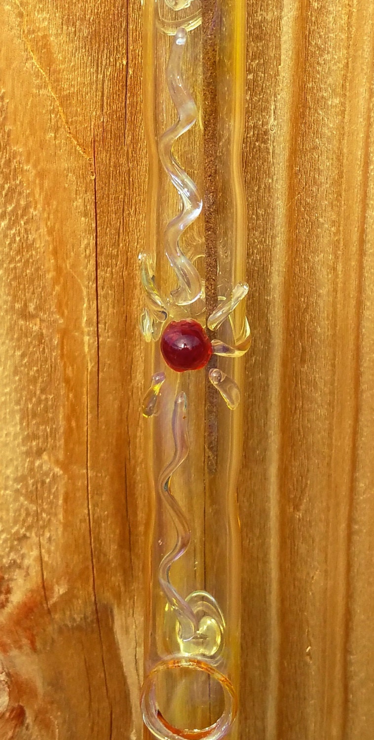 Hanging Glass Incense Burner Holder With Ruby Red Center