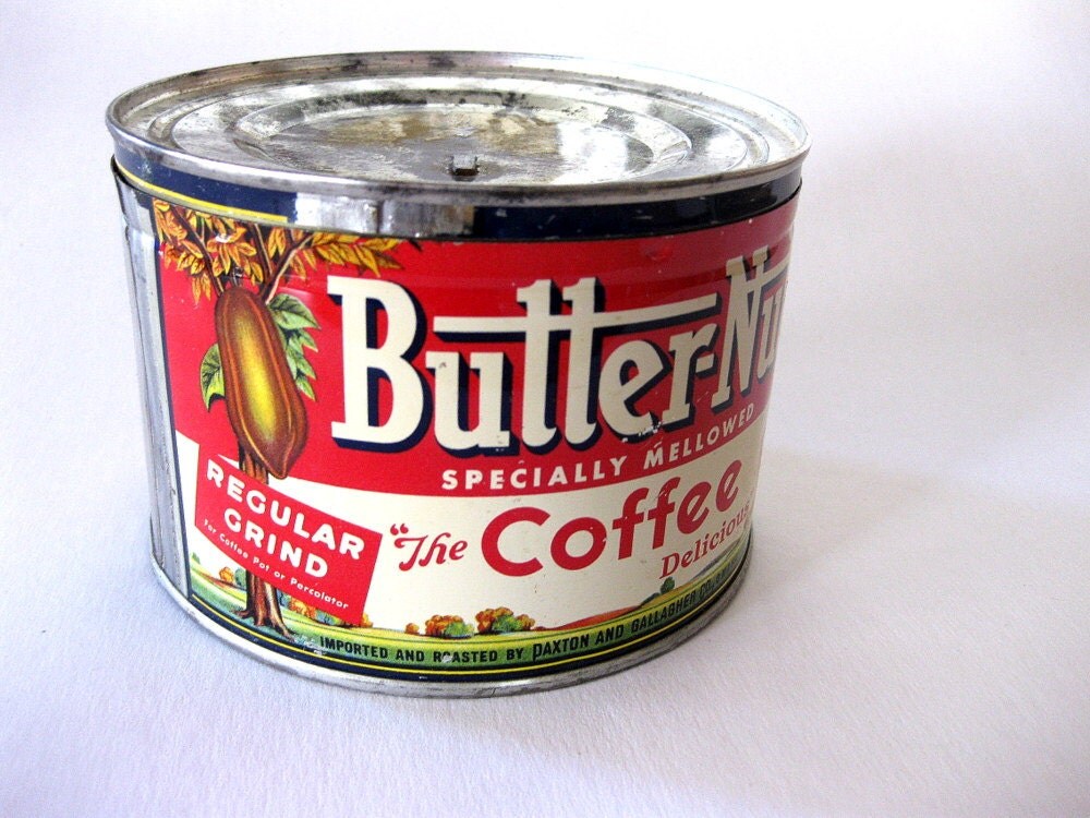 Vintage Butter Nut Coffee Tin Graphics Omaha