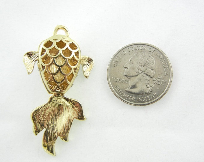 Dimensional Rhinestone Goldfish Pendant