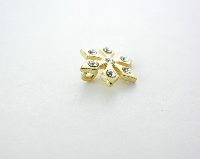 Tiny Rhinestone Accented Gold-tone Snowflake Pendant