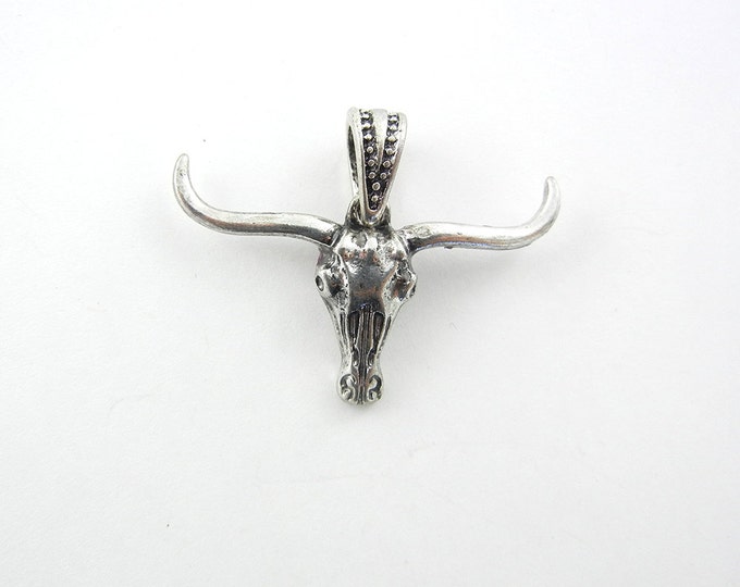 Antique Silver-tone Steer Head Pendant