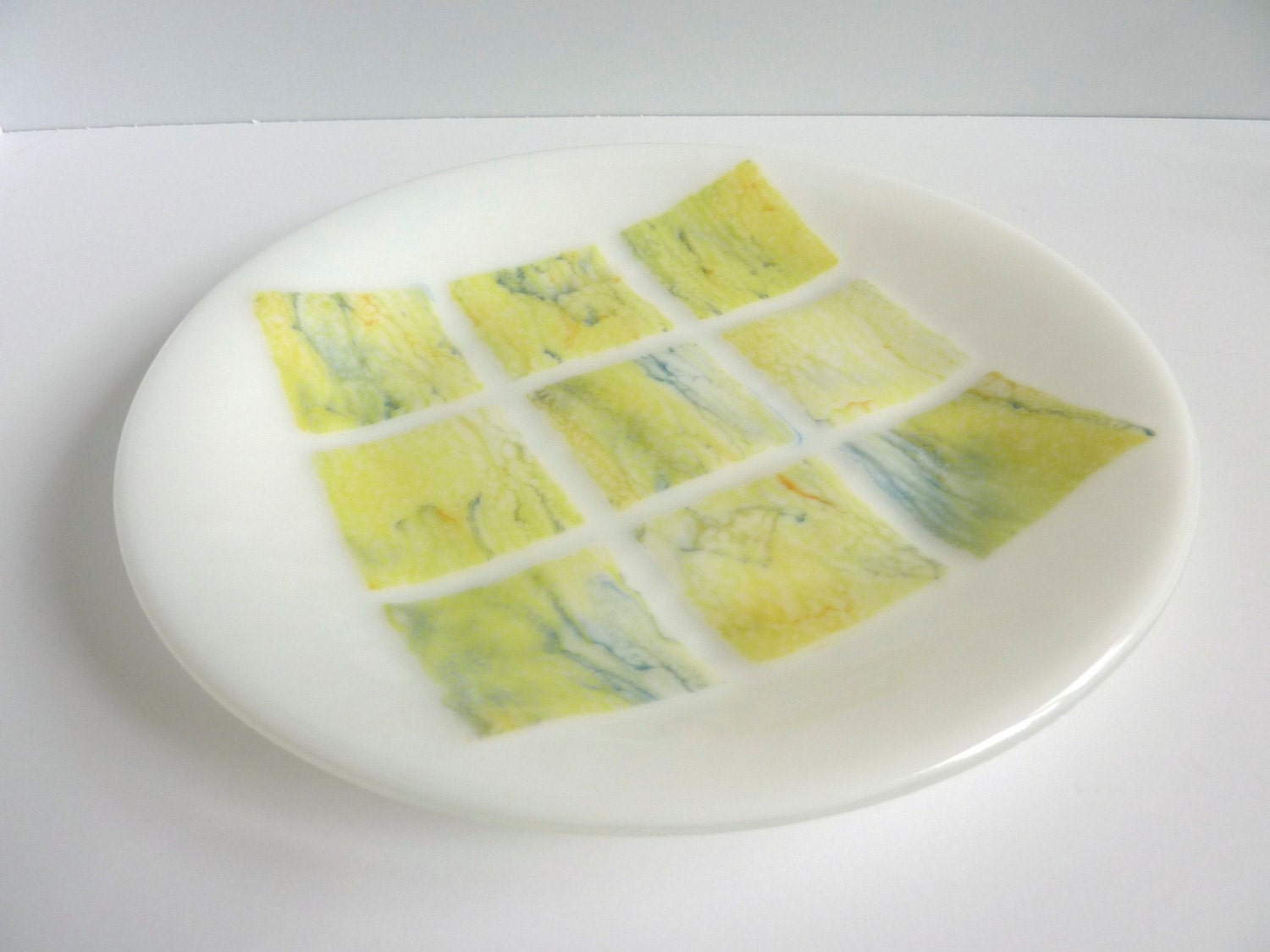 Fused Glass Round Plate In White And Shades Of By Bprdesigns 0296