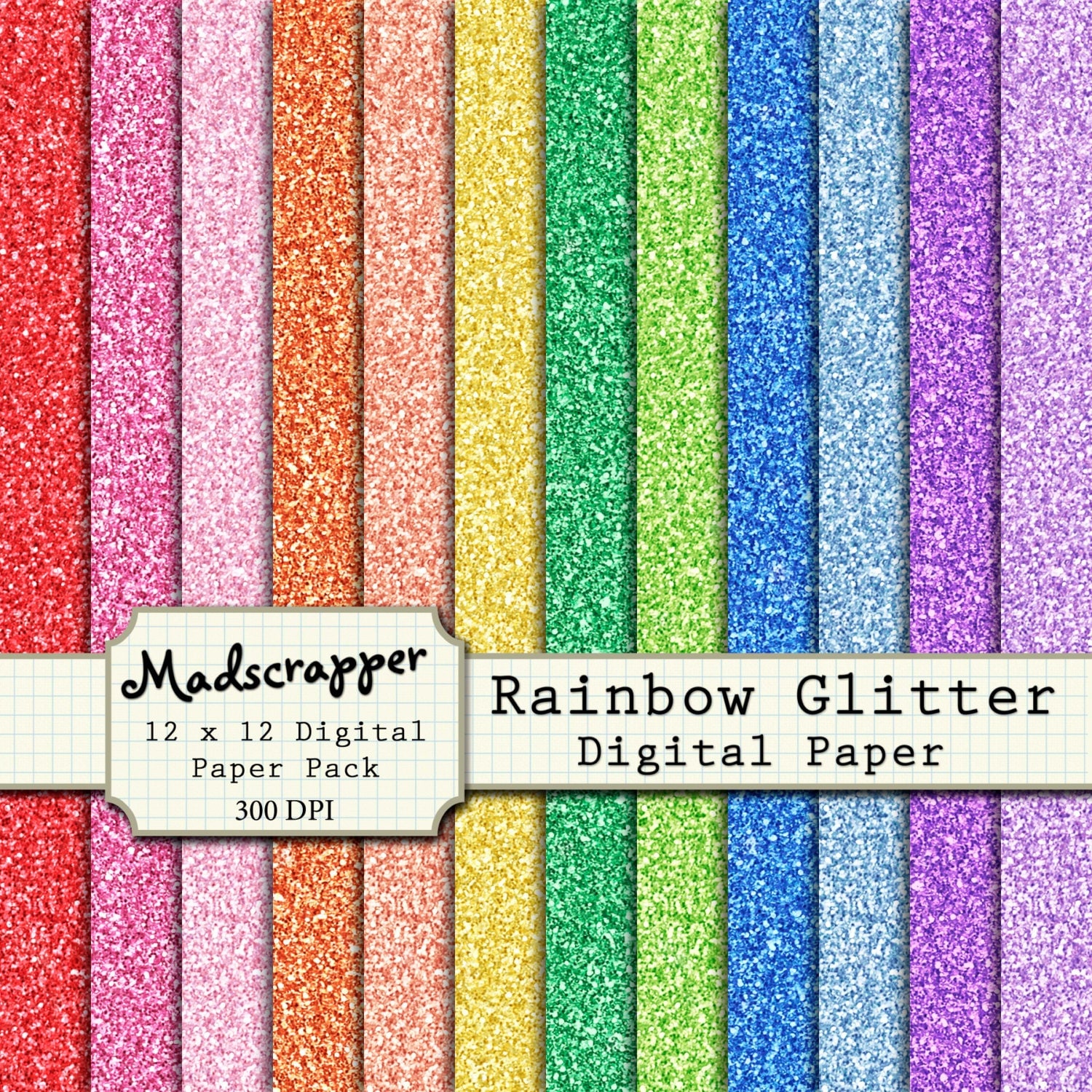 Download Digital Scrapbook Paper Glitter Paper Rainbow by madscrapper