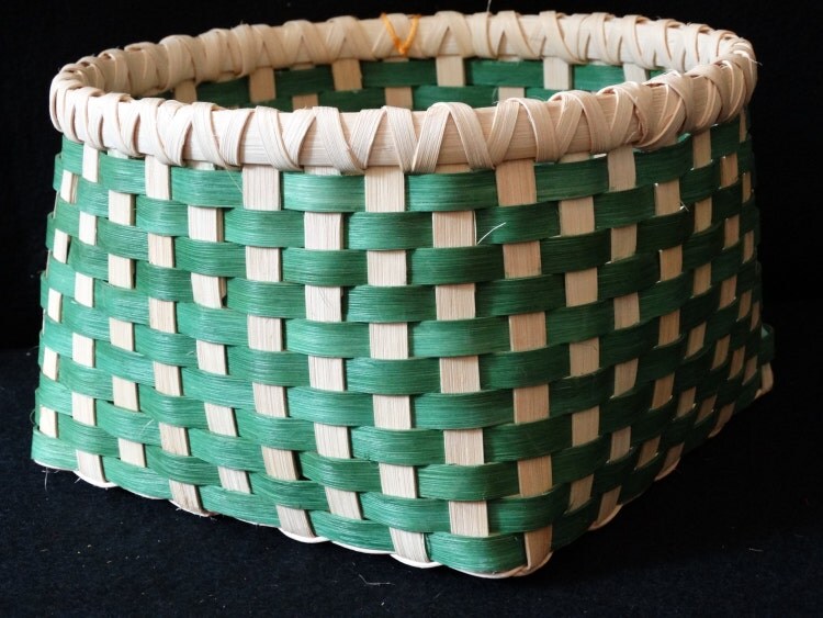 Hand Woven Basket in Medium Green with by ColorBasketStudio