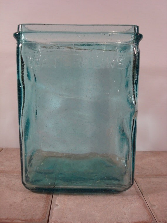 Beautiful large antique aqua glass battery jar