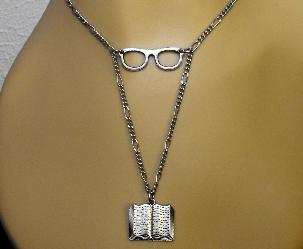 Glasses Book Necklace Reader Bookish Literary by ALikelyStory