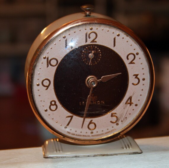 Vintage Alarm CLOCK Lux Lebanon with Copper Tones Waterbury