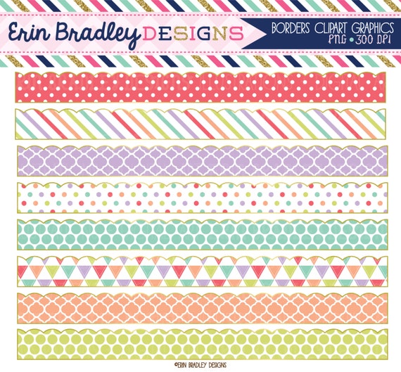 Sugar Borders Clipart Patterned Clip Art by ErinBradleyDesigns