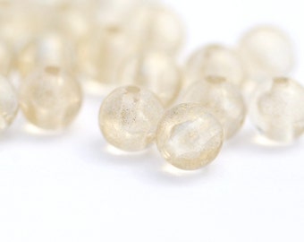 Vintage Lucite Gold Glitter Crystal Round Beads 8mm (30)