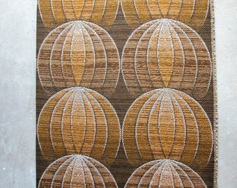 bold design FABRIC original 1970s / retro vintage flower power textile / brown atomic curtain material / new old stock on original bolt