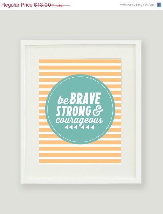 Items similar to Be Brave, Strong, and Courageous 8x10 Nursery Print ...