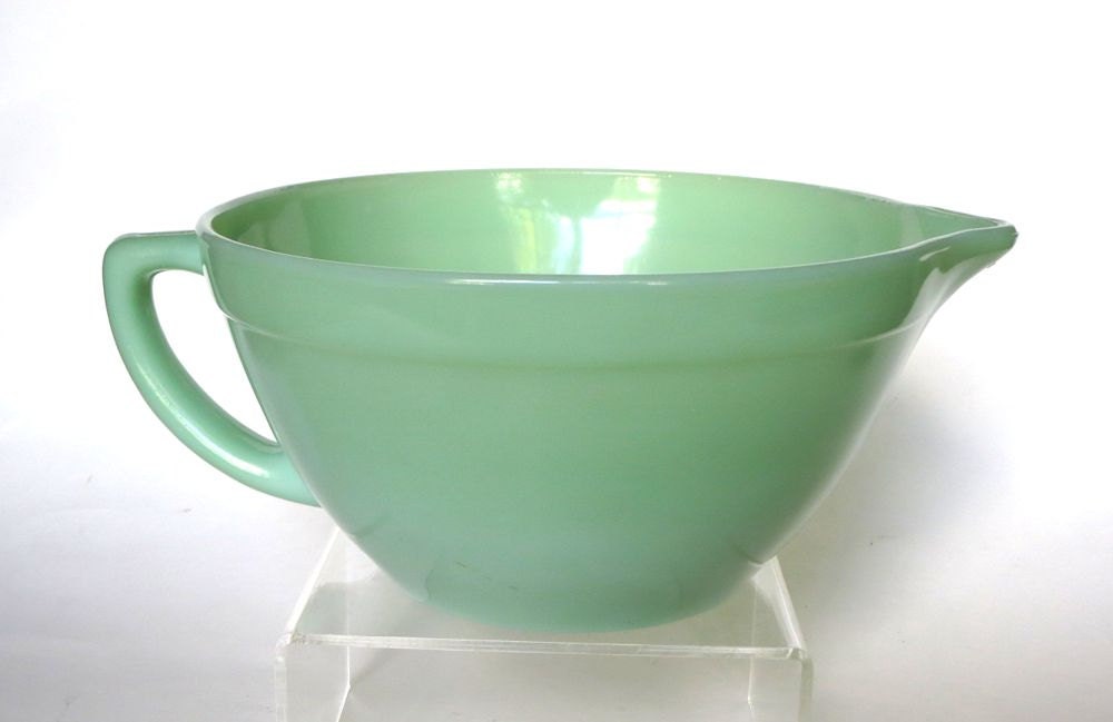 Fire King Jadeite Jadite Glass Handled Batter Bowl Mixing Bowl