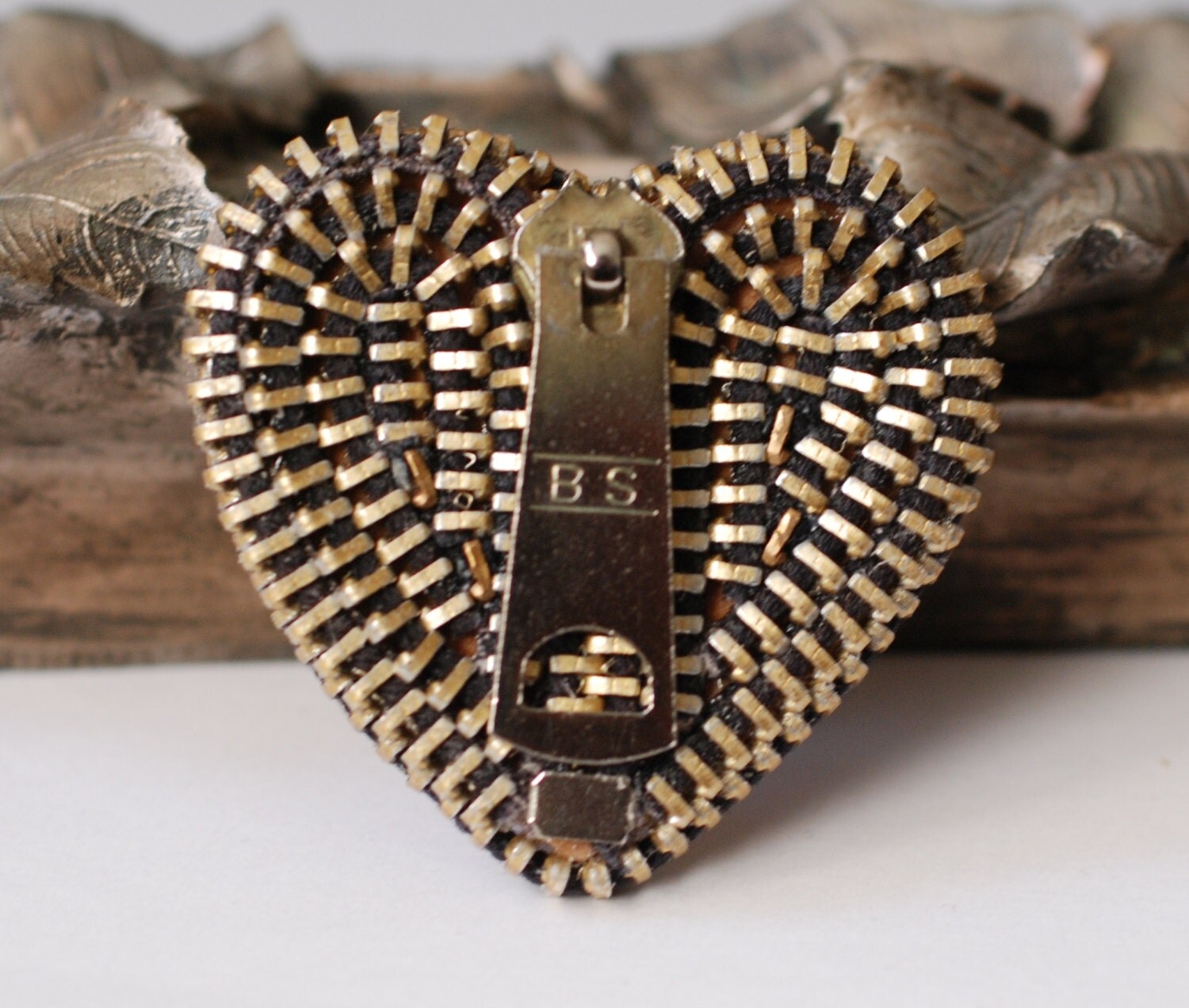 BS Vintage Zipper Brooch Reuse Repurpose Recycle