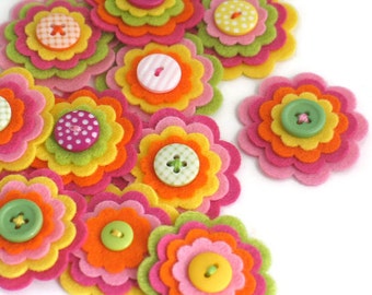 BULK BUY x 20 Handmade Felt Flower Embellishments Custom