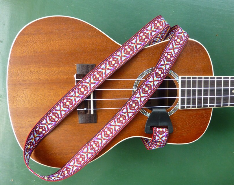 Ukulele Strap Adjustable neck style sling strap Red White