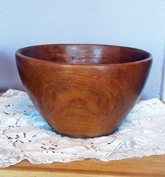Vintage HandCarved Wooden Bowl Salad Bowl Primitive