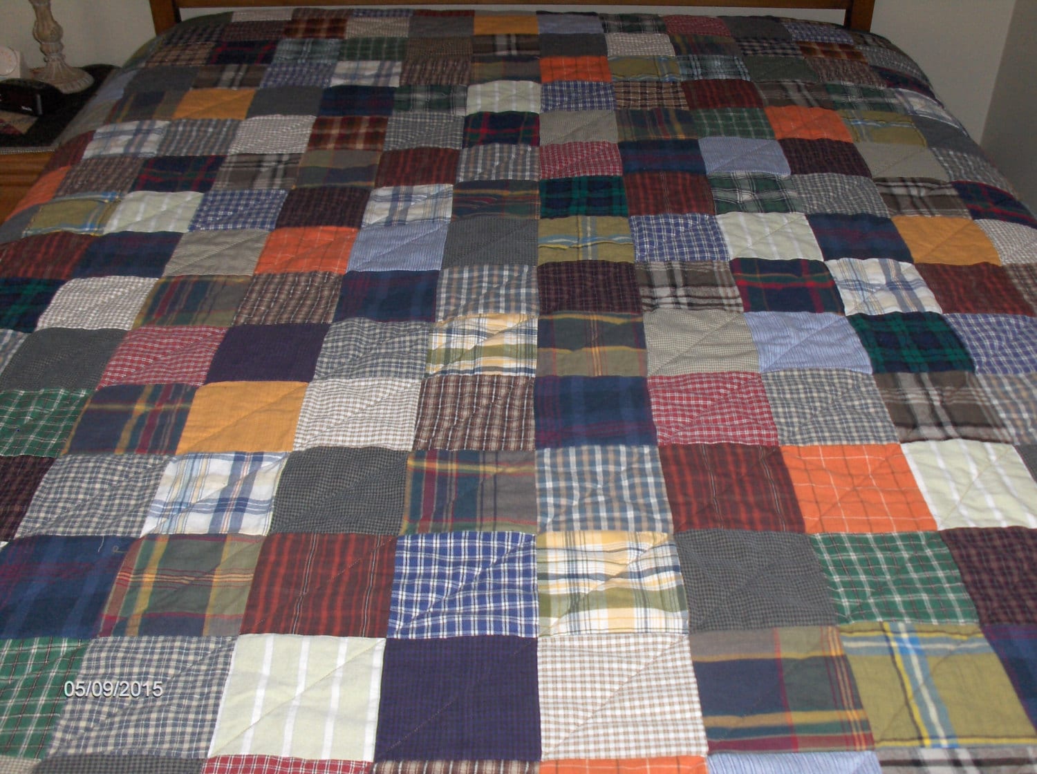 Plaid Farmhouse Style Quilt Twin Size Flannel Backing