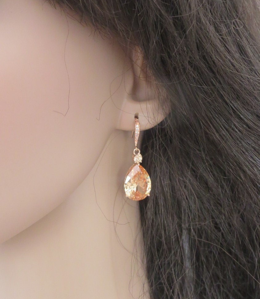 Rose Gold Bridal jewelry SET Rose Gold necklace Crystal