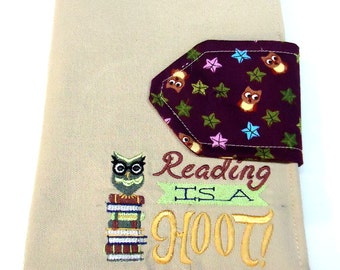 E-reader cover. Nook Cover. Kindle Cover. Owl Embroidery. Handmade. One of a Kind.