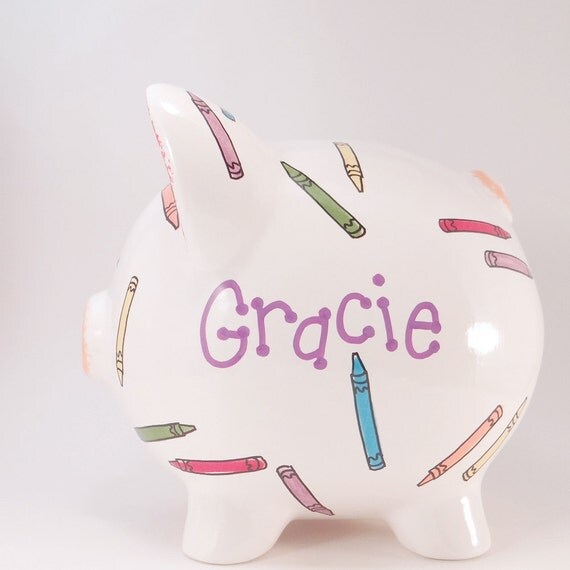 Crayon Piggy Bank Personalized Piggy Bank Coloring Piggy