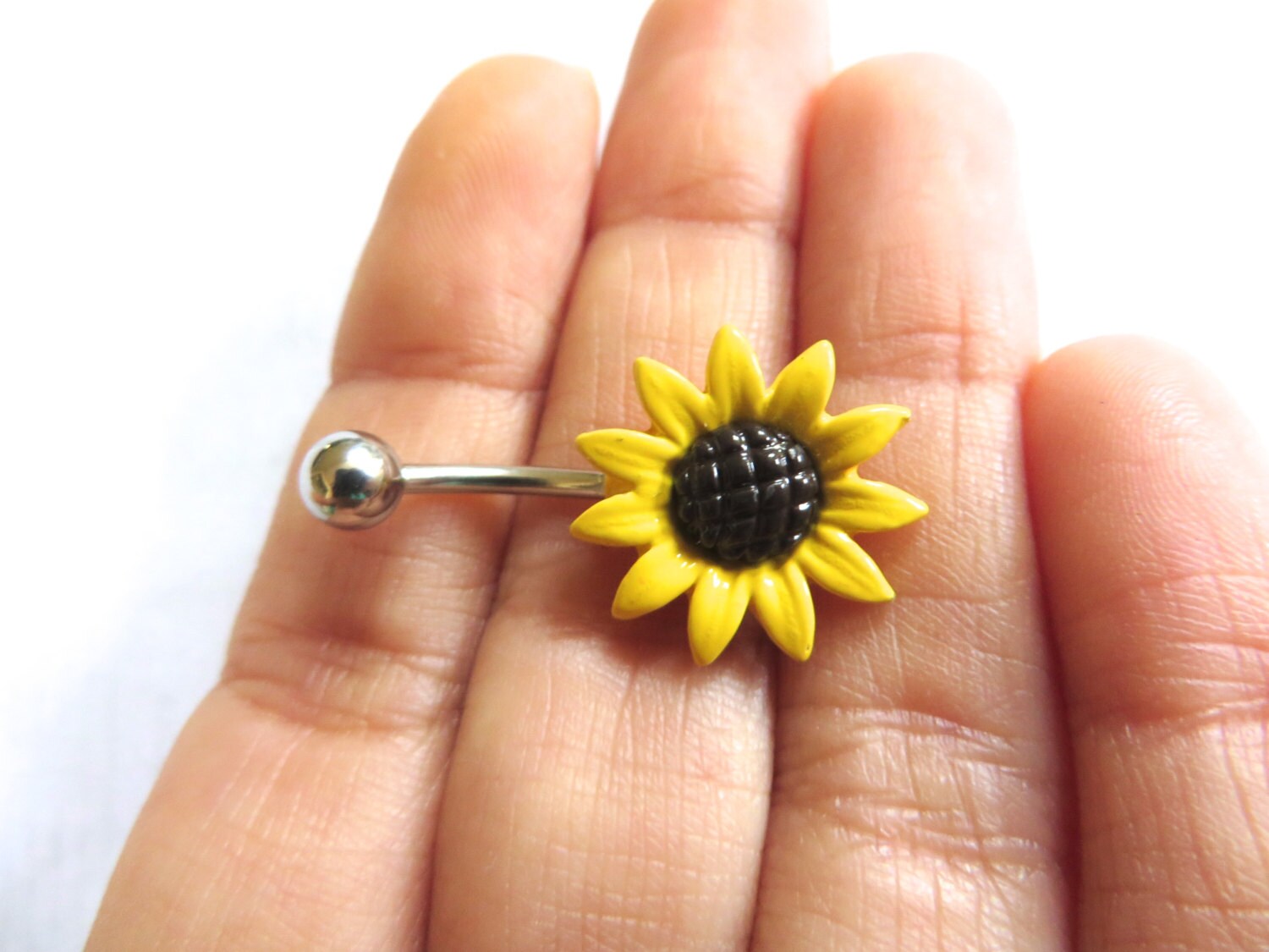 Sunflower Belly Button Jewelry Stud Ring Big Large Flower