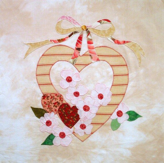 Romantic Heart Applique Quilt Block