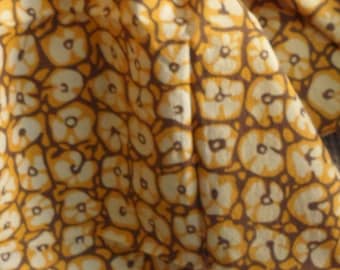 VINTAGE EVERFAST COTTON Fabric/1950's Abstract Print/Golden Yellow with Brown/Retro Cotton Fabric from 1950's Everfast Fabric Collection
