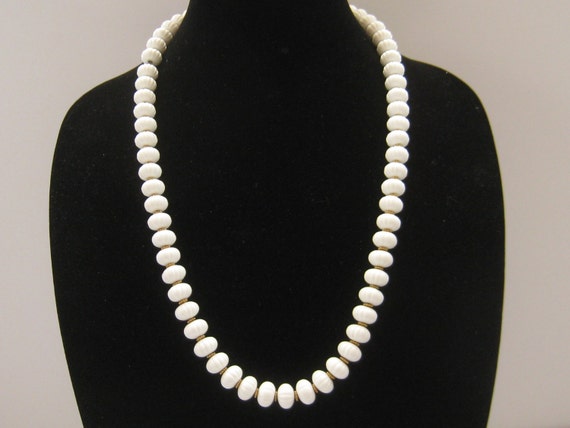 Vintage Monet Summer White Plastic Bead Necklace 1970s