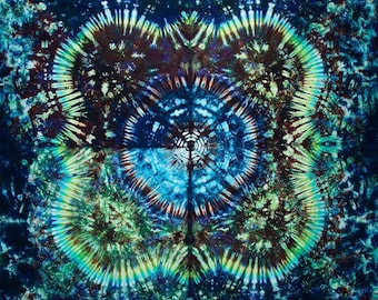 Bargain Bin 77"x58" Large Tie Dye Tapestry Made in USA green blue purple by Emeraldsprings