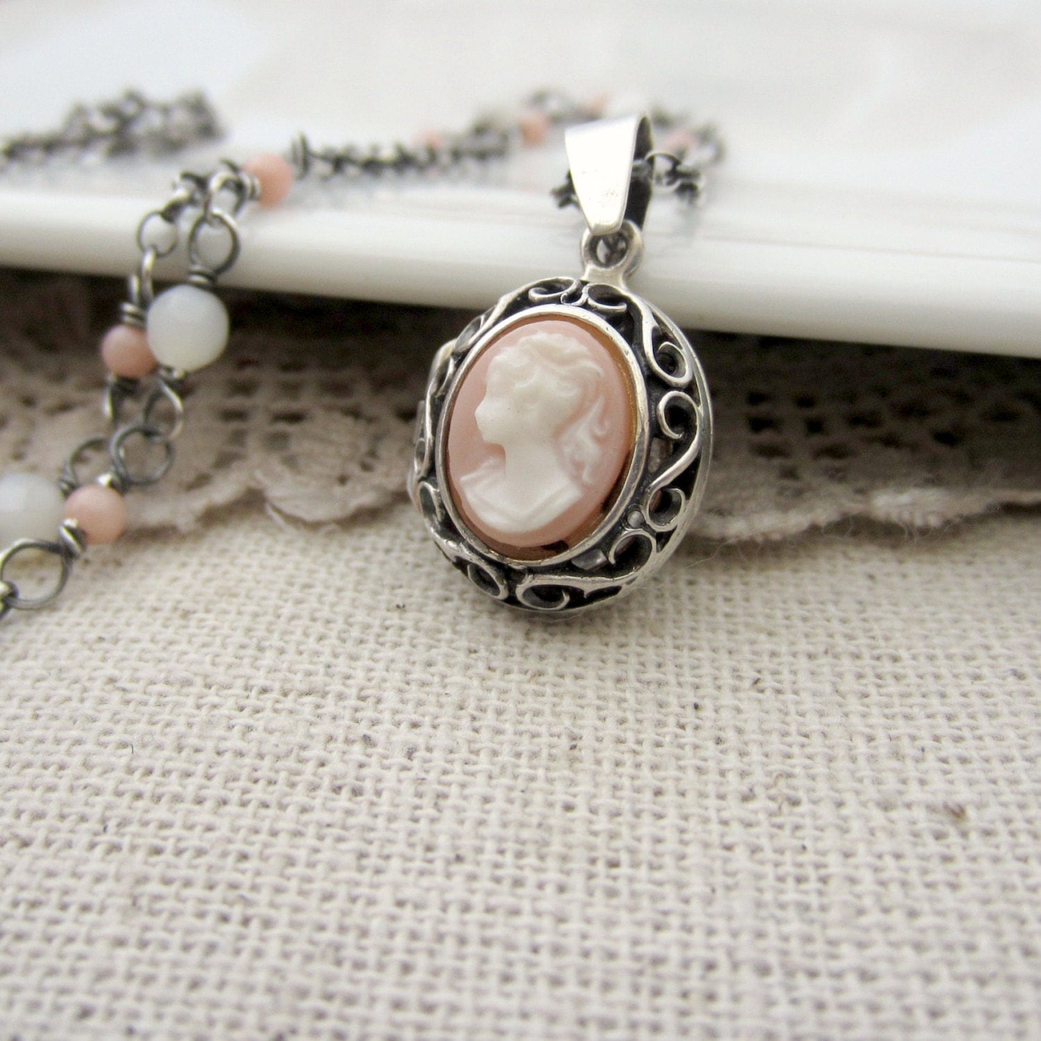 Cameo Locket Vintage Sterling Silver Locket Cameo by LexiandGem