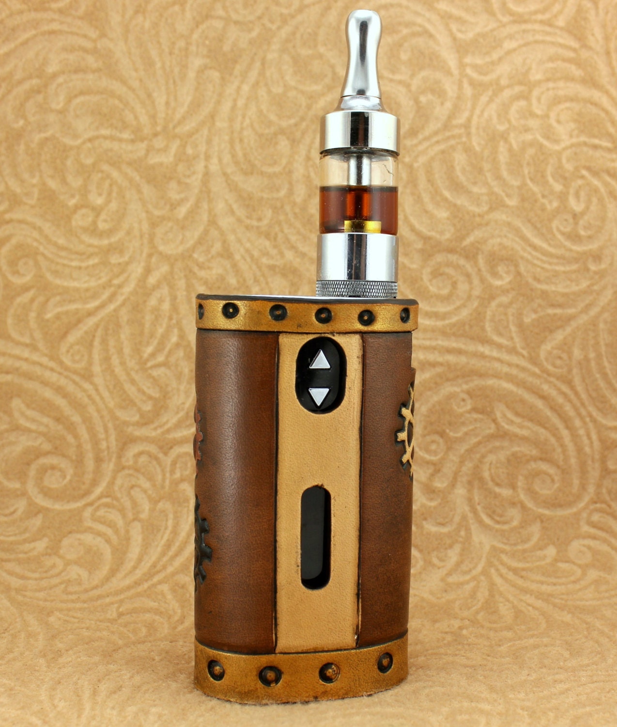  Steampunk  and Rivets with Gears Custom Leather Vape  Vaping 