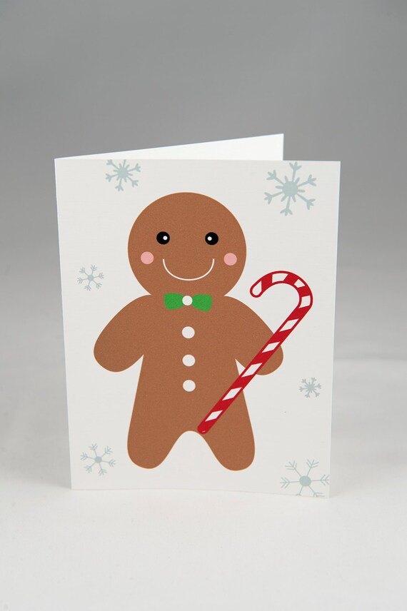 Gingerbread Man With Candy Cane Christmas A2 Folded Cards Set