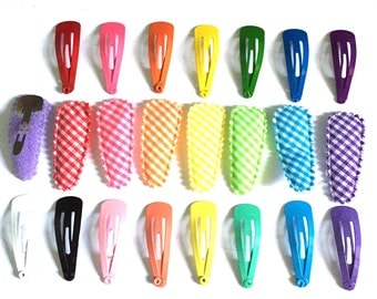 24 Pcs assorted Hair Clips findings Size 30 mm for crafts (mix gingam and color clip)