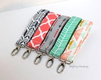 Key Chain / Key Fob - Swivel Clasp Key Wristlet - Choose Your Fabric - Sale
