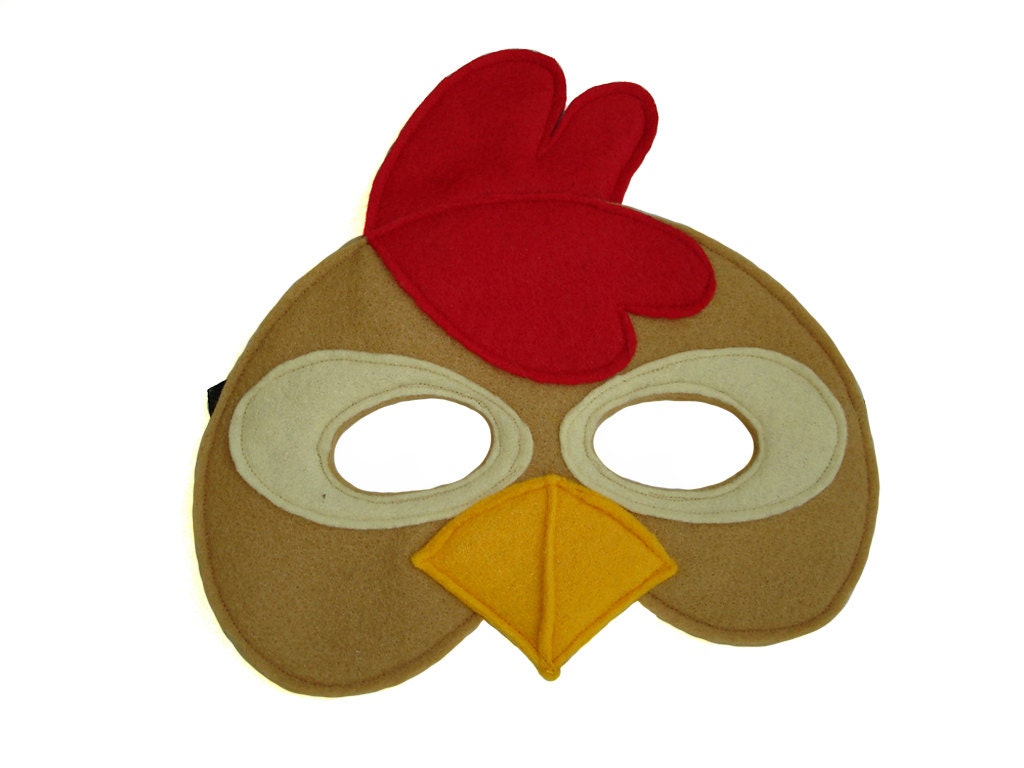 Children's Brown CHICKEN Farm Animal Felt Mask